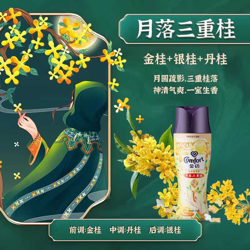 金纺留香珠持久留香除菌除螨桂花鹅梨帐中香凝香珠洗衣伴侣 金桂 银桂 丹桂 180g/瓶高清大图