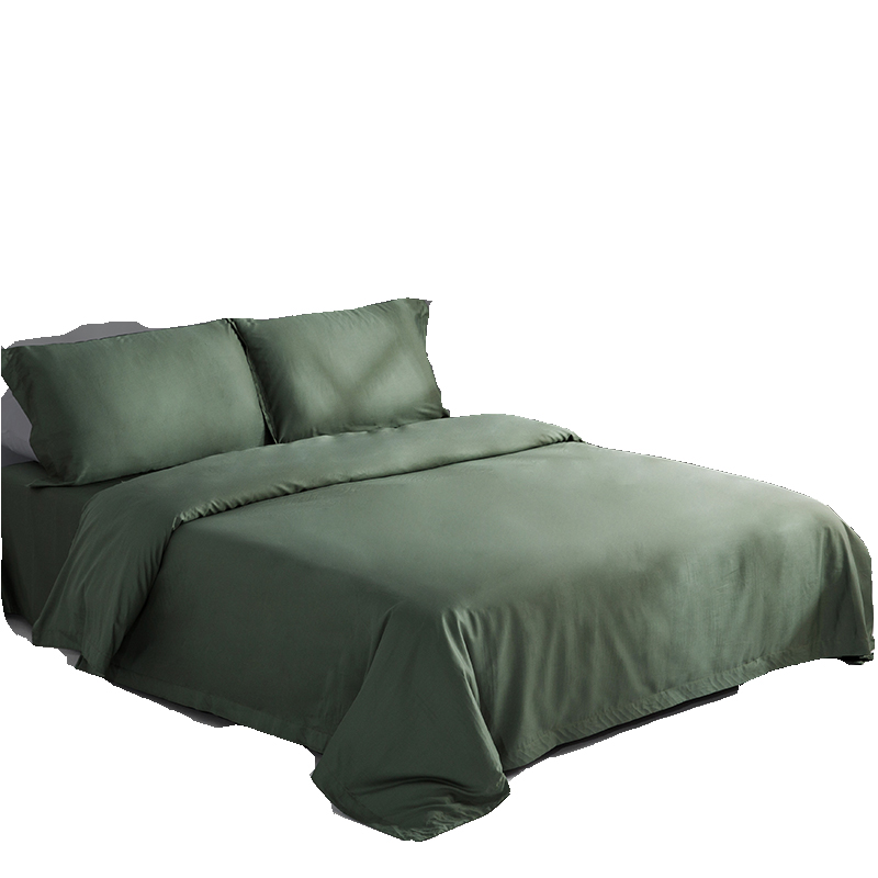 伊伊爱 橄榄绿60S贡缎长绒棉四件套