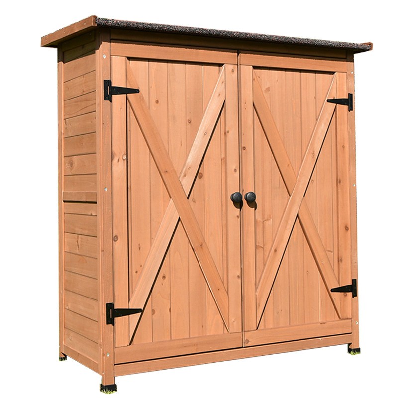 户外收纳柜防水防晒实木露天储物柜庭院阳台花园工具柜室外装饰收纳柜