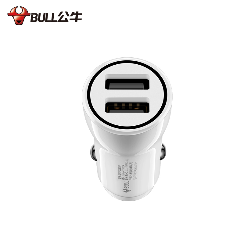 公牛(BULL)GNV-CUB120车充车载充电器2.4V/12V双USB车用多功能手机充电器白色车充