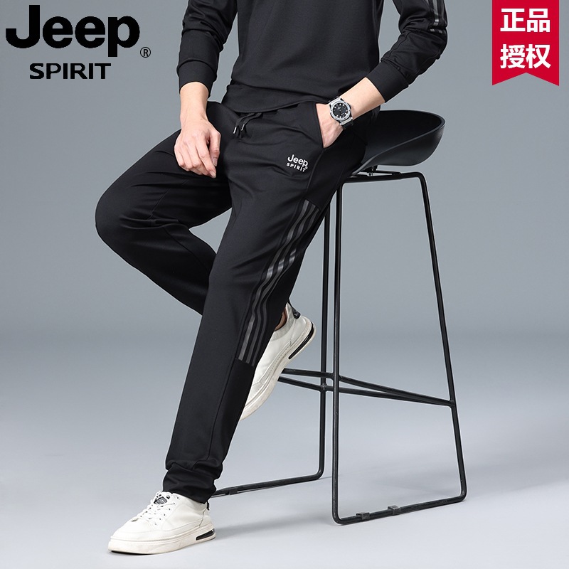 JEEP吉普男士新款秋季长袖保暖透气公司日常商务潮束脚套装男款 L 深灰上衣