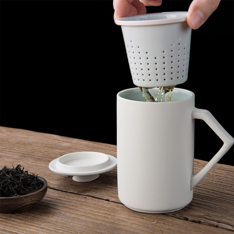 致尚丽和 420ml多晶强化瓷杯 ZS1008D 商务办公茶杯带杯盖茶滤(单位:套)