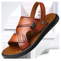 凉鞋男士夏季2025新款真皮防滑沙滩鞋男款外穿开车两用凉拖鞋子潮 棕色 41