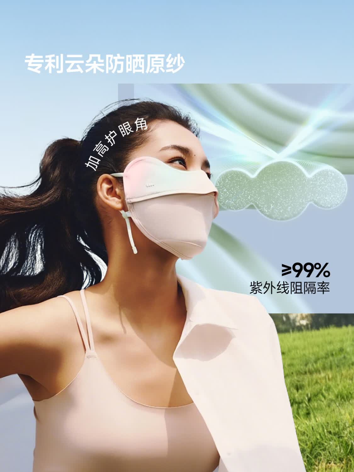 蕉下(BENEUNDER)腮红防晒口罩女防紫外线面罩显气色防晒黑防暑热AL334 香芋奶紫高清大图