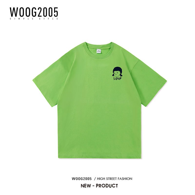 WOOG2005短袖T恤男潮流宽松百搭ins学生夏季内搭纯棉体恤情侣衣服