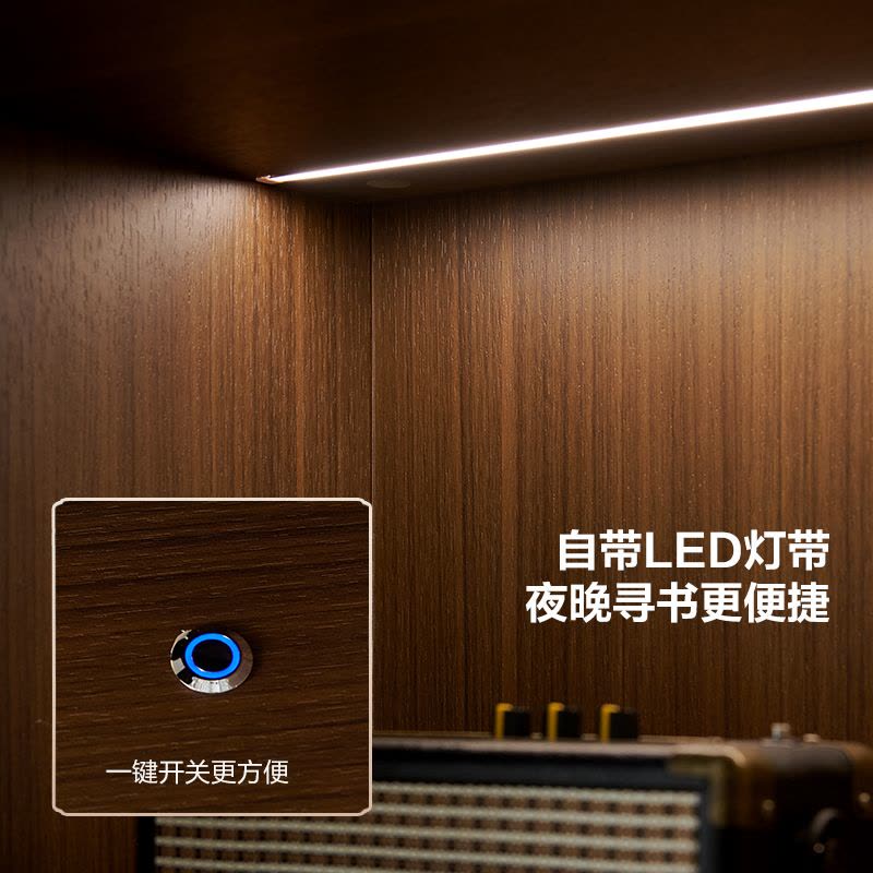 全友家居新中式书柜玻璃展示柜书房文件柜落地靠墙收纳储物柜图片