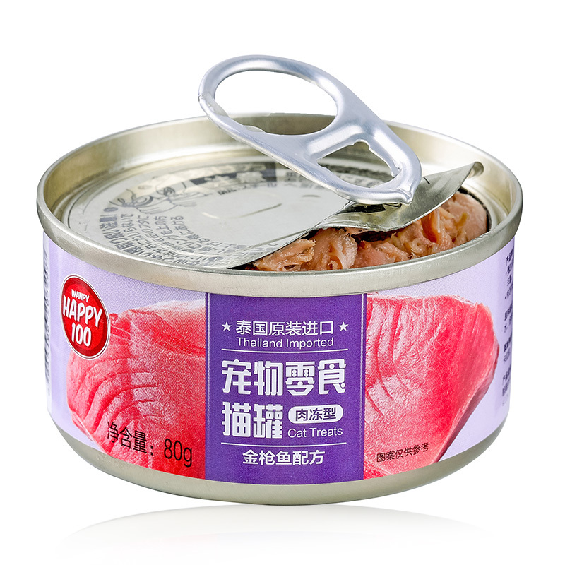 顽皮Happy100宠物零食 猫罐 金枪鱼配方肉冻型80g*12