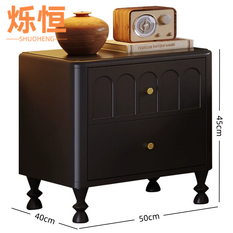 烁恒 床头柜复古黑 台高清大图