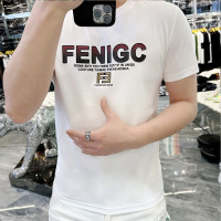 欧洲站2024男士短袖t恤夏季新款潮牌修身圆领烫钻印花半袖体恤衫