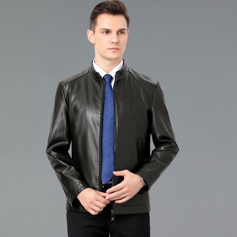 免费试穿 2024春秋新款海宁真皮皮衣男士山羊皮男士外套棒球领加绒皮夹克男装棒球服海宁真皮绵羊皮多款加绒加厚冬装正品高清大图