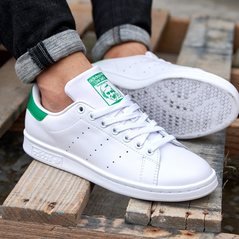 阿迪达斯adidas三叶草stan smith史密斯绿尾系带板鞋低帮休闲鞋男女情侣小白鞋M20324