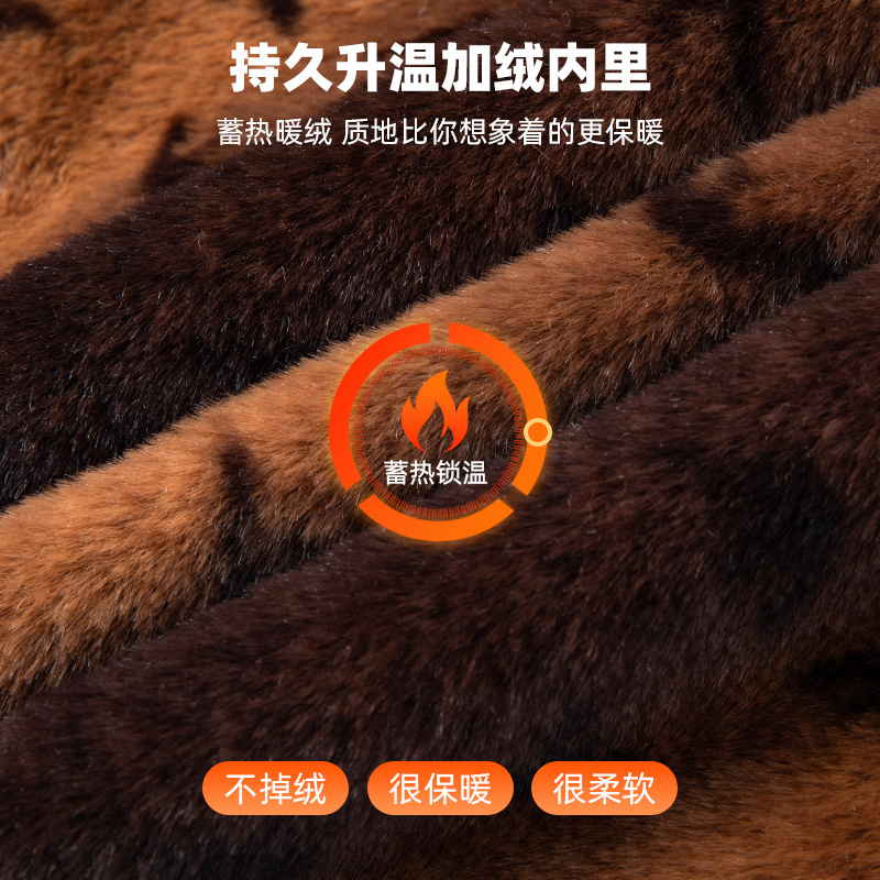 恒源祥加绒夹克外套中老年男士毛呢大衣加绒加厚爷爷装棉衣冬毛高清大图