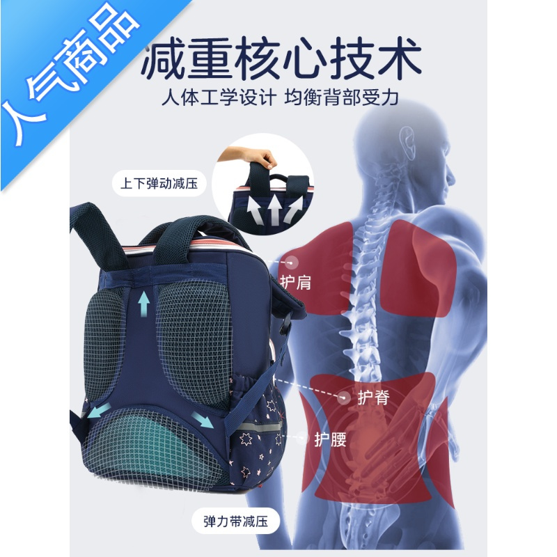 FENGHOU防水书包小学生女童一二三到六年级减负护脊双肩背男儿童超轻学生书包