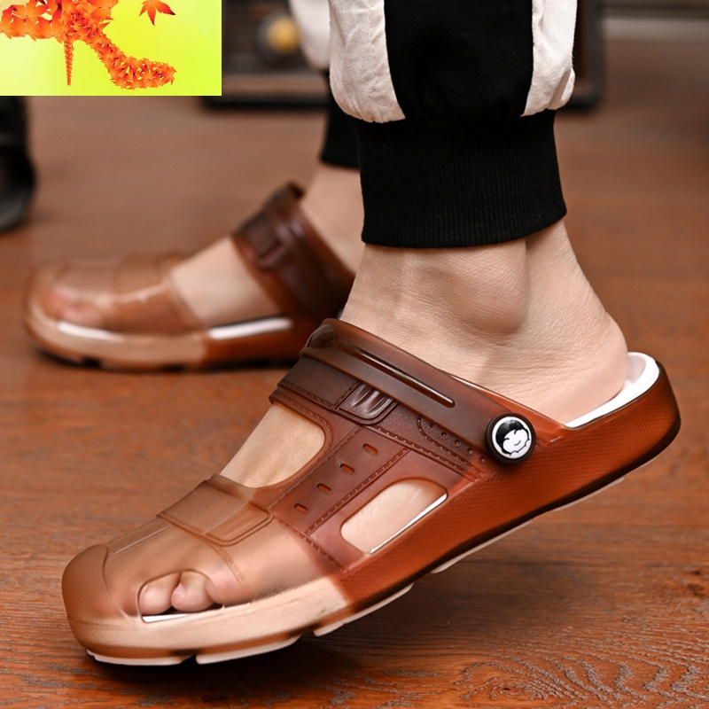 拖鞋男士凉鞋夏季新款洞洞鞋包头浴室内外穿两用凉拖鞋沙滩鞋潮鞋简畅