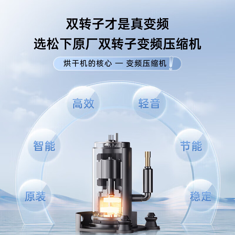 松下10kg变频热泵烘干机家用白月光4.0低温烘干衣机变频压缩机除毛烘正反转以旧换新 NH-8531NR高清大图