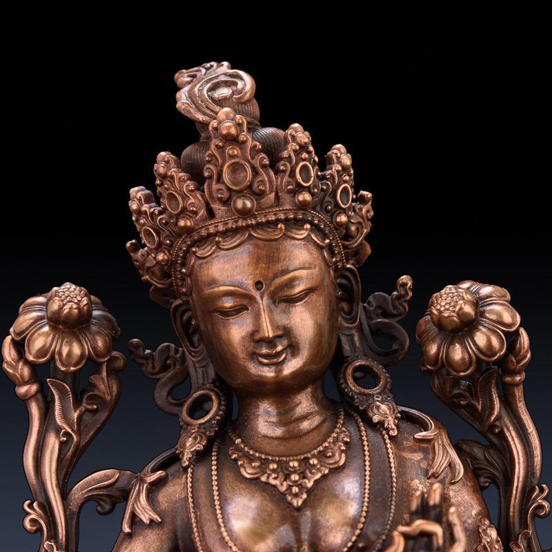 美帮汇绿度母佛像 紫铜藏传密宗绿度母菩萨供奉随身车载小佛像高清大图