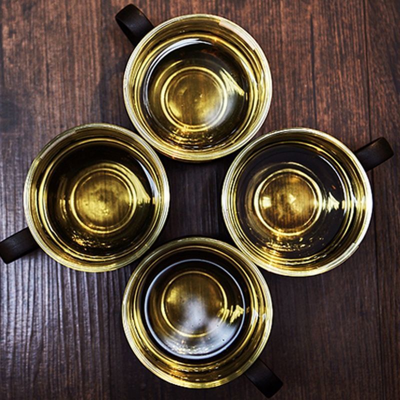防烫莲花茶杯带把水杯玻璃杯套装北欧风杯子办公室待客泡茶杯 4个杯子