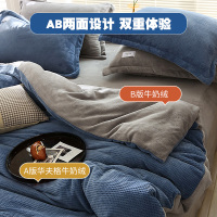 南极人(NanJiren)家纺 床上牛奶绒四件套加绒法兰绒冬季珊瑚绒加厚双面绒被套床单床笠款