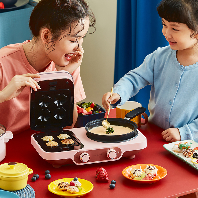 东菱(DonLim)三明治机DL-3452粉色-三明治+华夫饼+甜甜圈烤盘