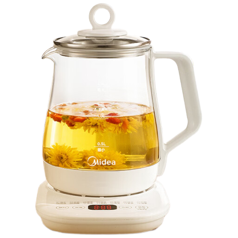 美的养生壶1.5L全自动煮茶壶底盘加热玻璃材质恒温控温电热水壶 MK-YSP1508