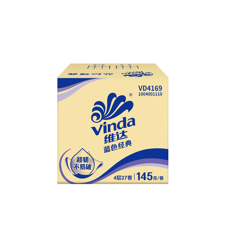 维达VD4169 蓝色经典有芯卷纸4层145克27卷-箱装