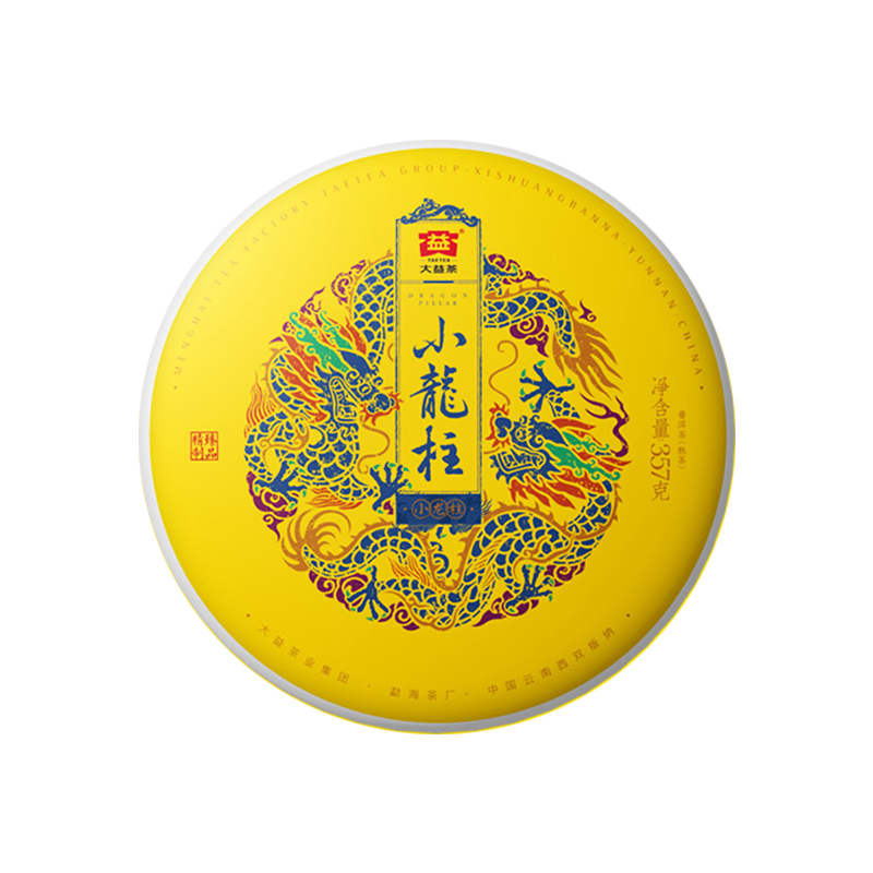 新品2021年大益小龙柱2101普洱熟茶357g宫廷普洱茶七子饼