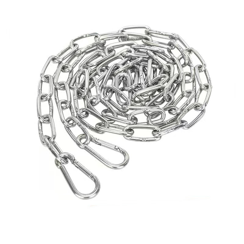 迅众 304不锈钢晾衣绳室外防滑链条晒衣绳防风凉衣绳子铁链挂钩钢丝绳3mm3米两个弹簧扣高清大图