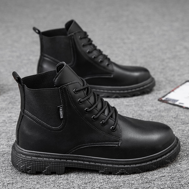 枫述马丁靴男春季白色高帮情侣靴子时尚工装休闲鞋子潮流百搭英伦靴子