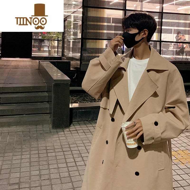 YANXU双排扣风衣外套男薄款2023男生感大衣中长款英伦披风图片