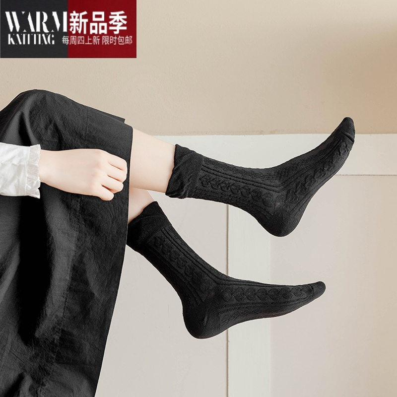 SHANCHAO黑色乐福鞋袜子女浅口配小皮鞋的短袜短筒夏季搭配堆堆袜薄款
