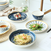 日式釉下彩碗碟套装家用烘焙精灵陶瓷餐具套装ins风创意饭碗盘子组合碗筷 8人食(礼盒装)