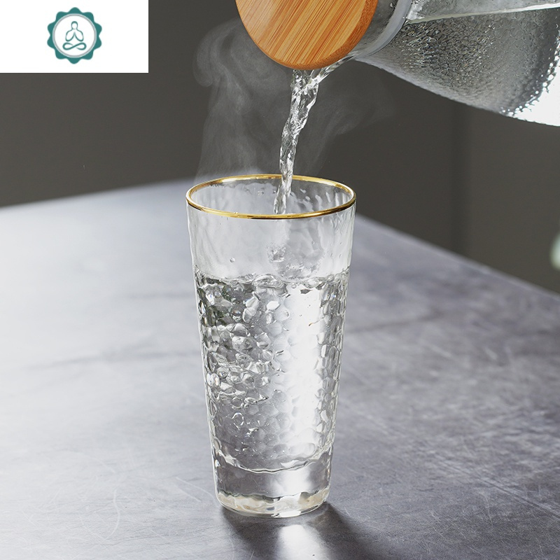 客厅简约水杯ins风创意水壶水具套装 封后 310毫升6只 锤纹壶 方托盘