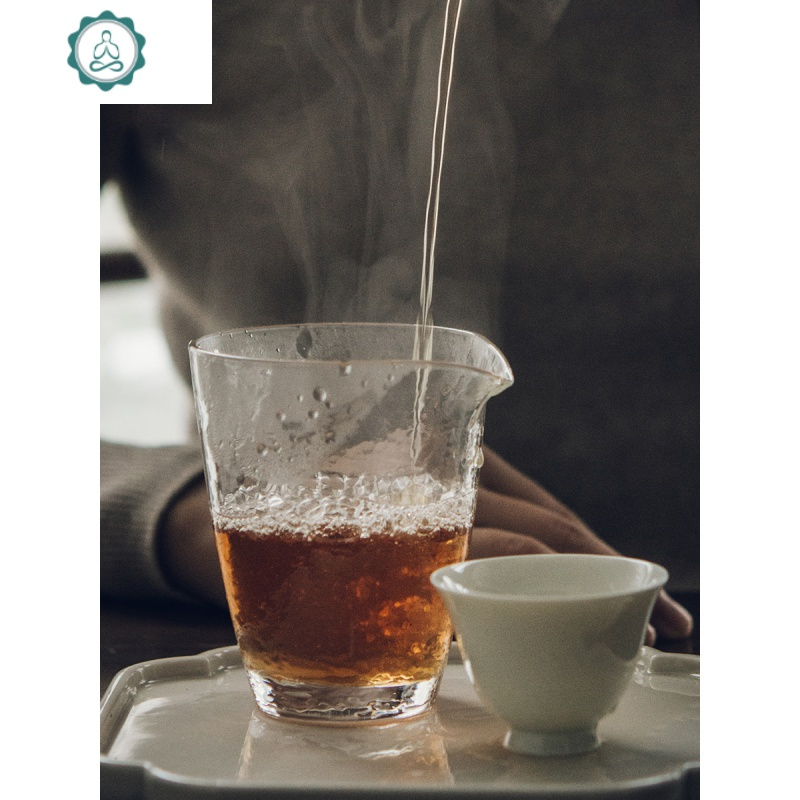 磨砂玻璃公杯功夫茶具透明耐热玻璃分茶器公道杯滤茶器