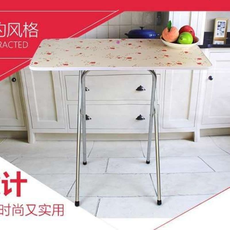 简易吃饭折叠桌子小户型餐桌4人饭桌户外便携圆正方形四方桌家用 粉色圆60*60*50高图片