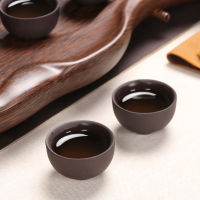 百鸿(Baihong) 整套茶具套装家用功夫陶瓷茶壶茶杯茶道科技木茶盘 压板荷叶原矿紫砂电热炉套装