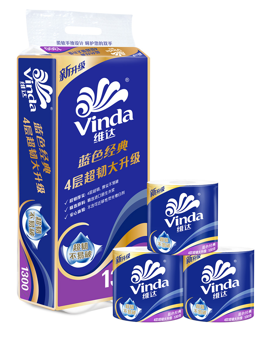 维达Vinda无香味4层超柔纸巾提装9包200抽以上原生木浆中规格国产无印花