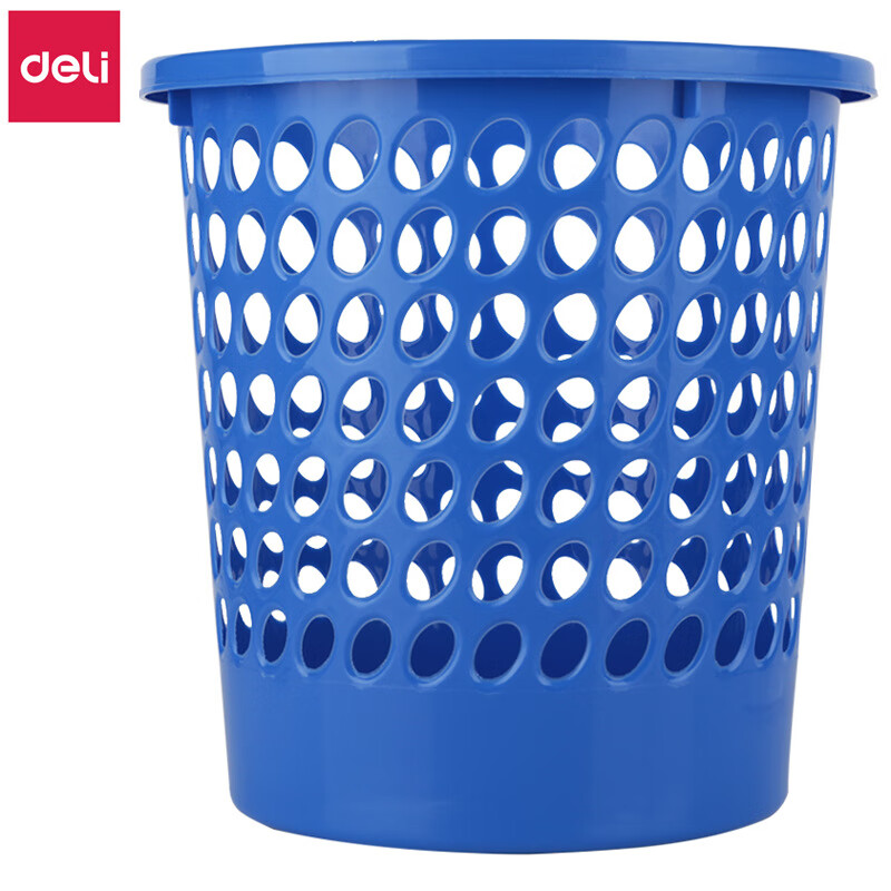 得力 圆形垃圾筒清洁桶垃圾桶 办公碎纸废纸篓圆形纸屑果壳箱 9556蓝色