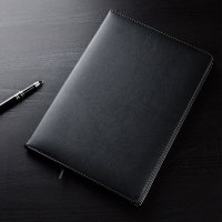 得力(deli) 3161 -16k-112张 高级记事本 大号商务皮面本 会议笔记本子文具办公用品 (黑) 5本装