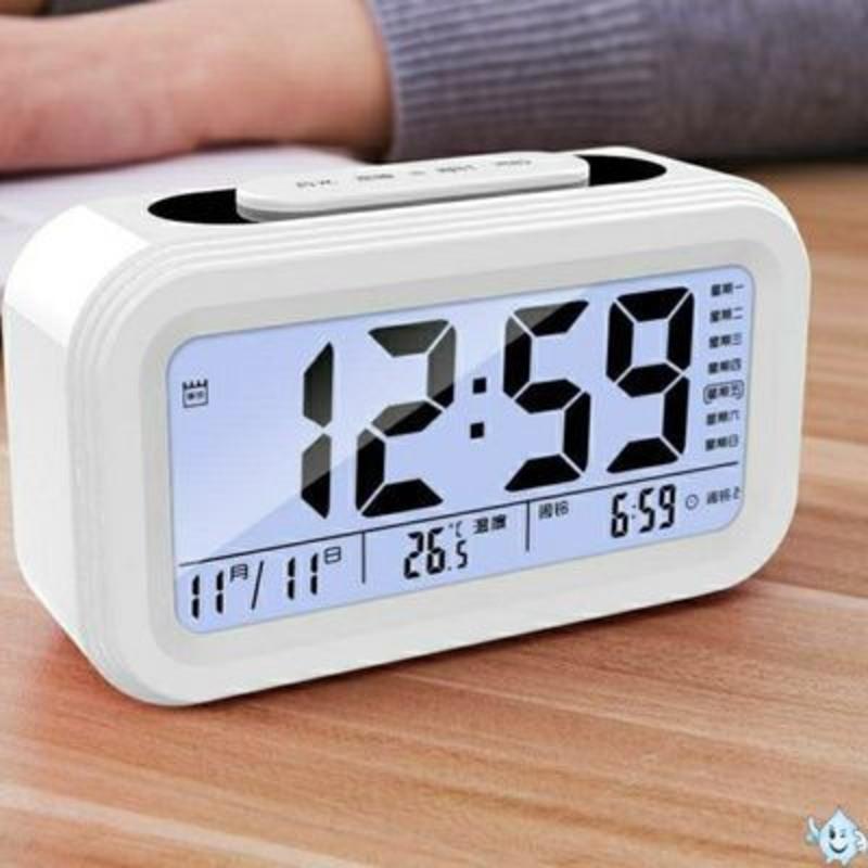 白色升级版聪明钟-C15 学生用静音卡通闹钟带夜灯床头小闹钟机器猫闹钟创意个性儿童闹钟