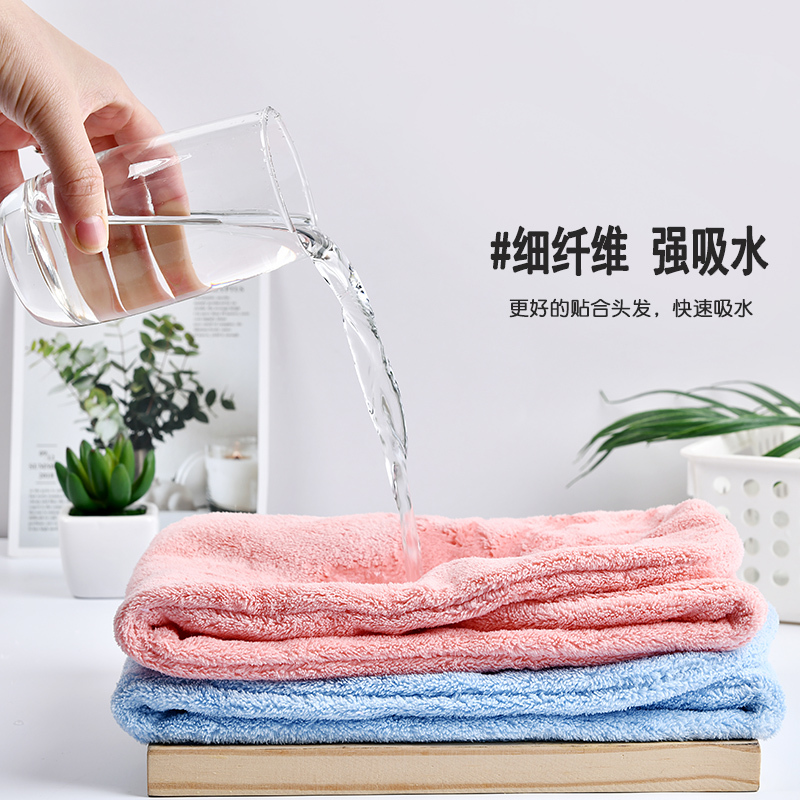 2条女吸水速干擦头发干发巾加厚包头巾浴帽可爱速干帽 三维工匠 [两条装]灰色+蓝色