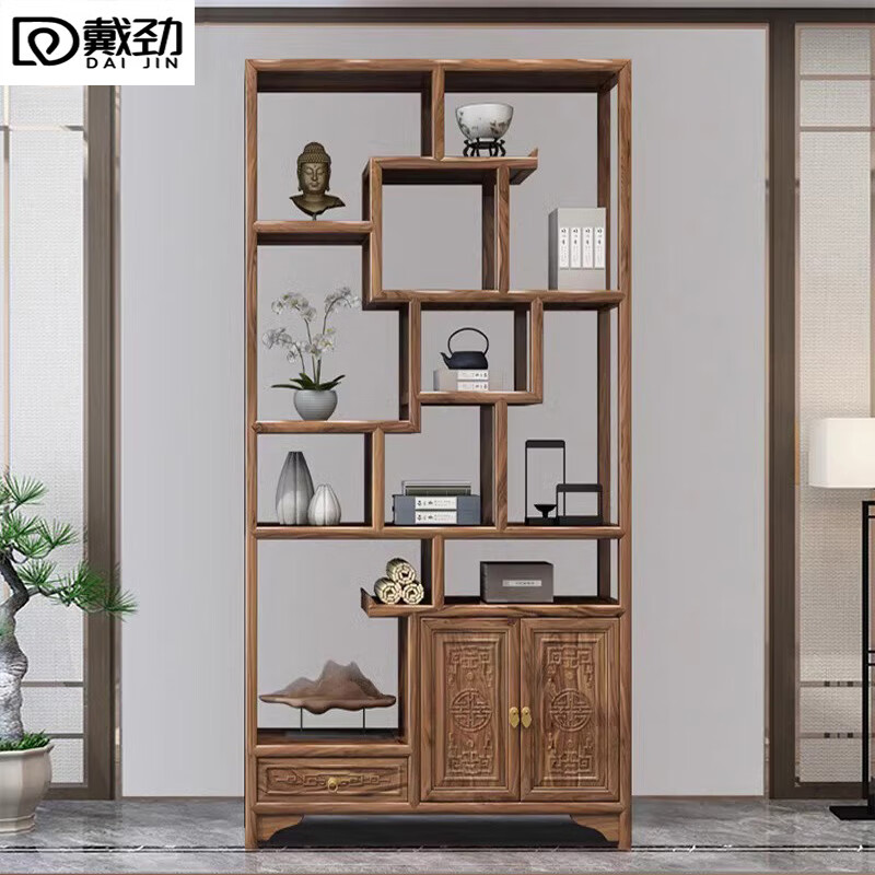 戴劲博古架多宝阁茶叶架子新中式客厅办公室隔断置物架 单博古架高清大图