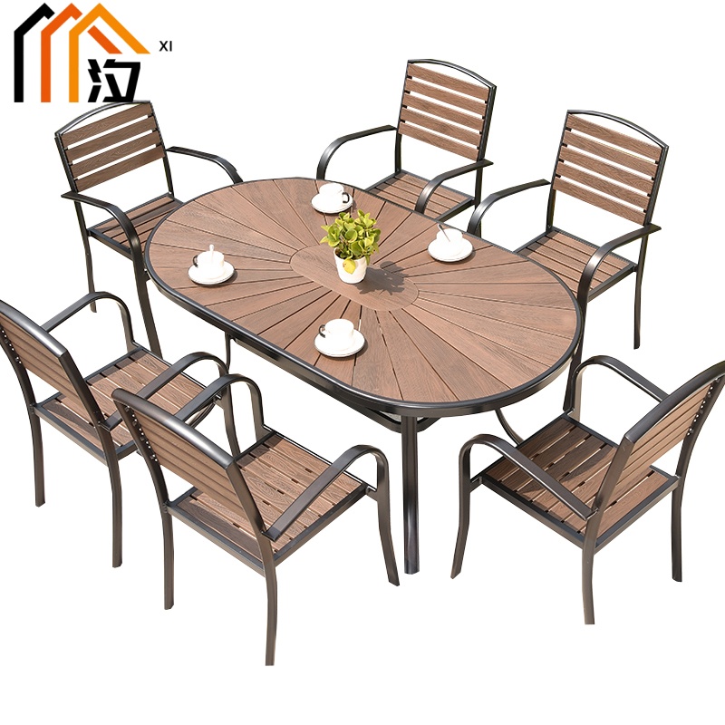 汐户外桌椅一桌六椅套高清大图
