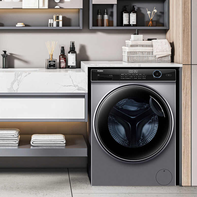 海尔(Haier)10KG 超薄 变频全自动 滚筒洗衣机 双喷淋 智能投放 纤美系列XQG100-BD14126L
