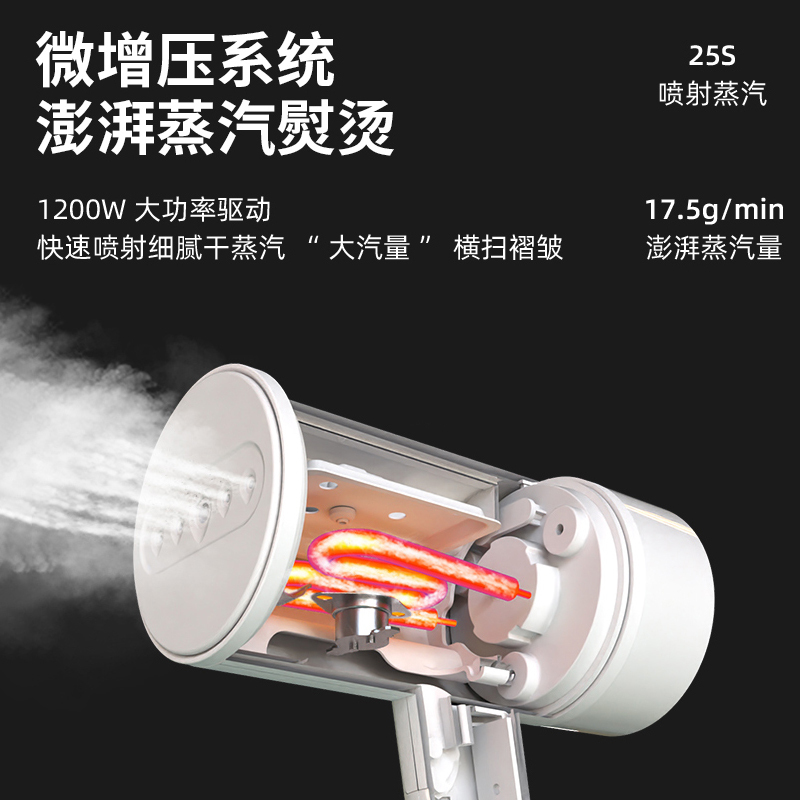 红心熨烫刷YSH-2216额定功率1200W手持挂烫机可折叠便携式迷你超轻100ML一键操作2档蒸汽调节