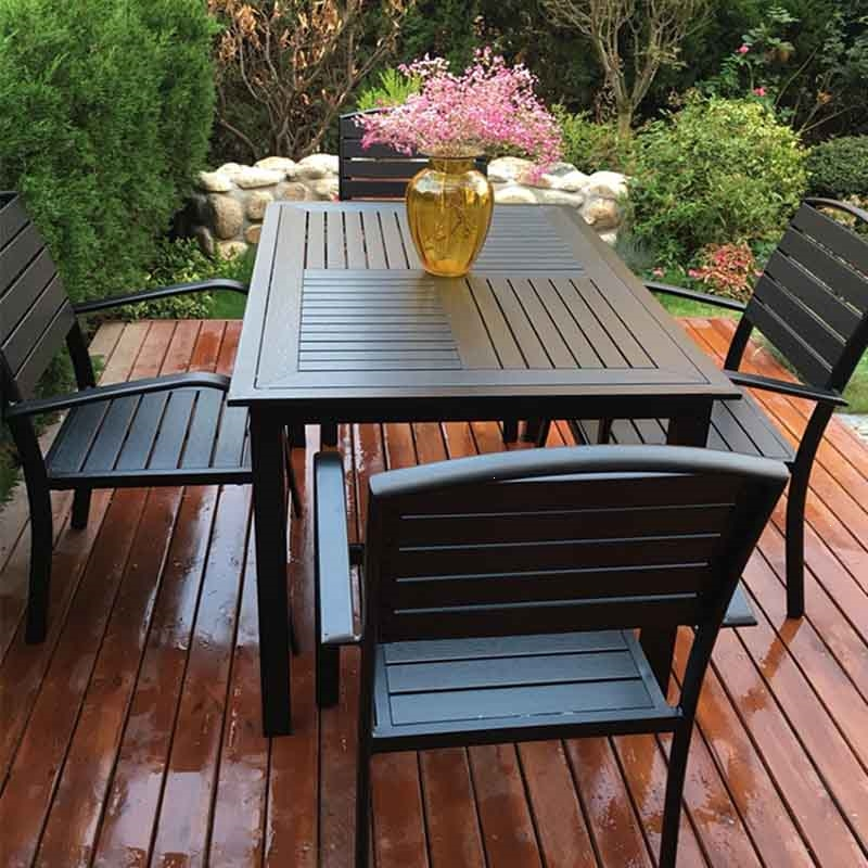 客户外桌椅庭院休闲餐桌椅组合咖啡厅室外露天阳台花园露台塑木桌椅