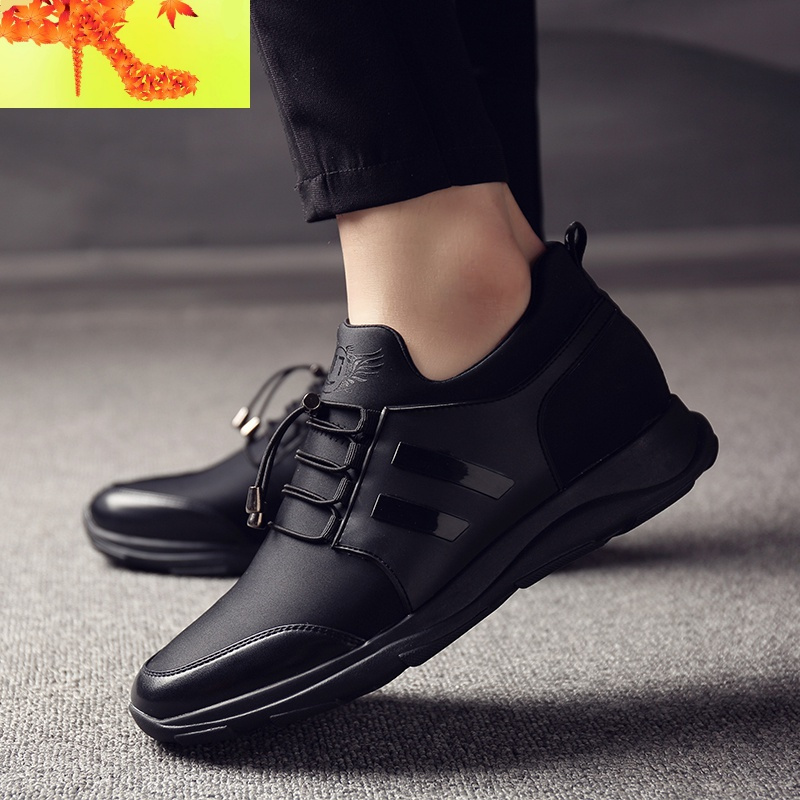 春季男士内增高鞋8cm运动休闲鞋隐形韩版潮百搭一脚蹬网面鞋透气简畅