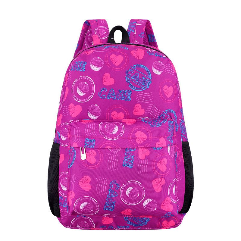 轻巧几何图案系列中小学生书包韩版全印花清新双肩背包旅行包蛋糕桃心