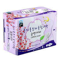恩芝(Eunjee)超薄夜用卫生巾姨妈巾8片 285mm韩国进口超柔绵柔表层干爽舒适