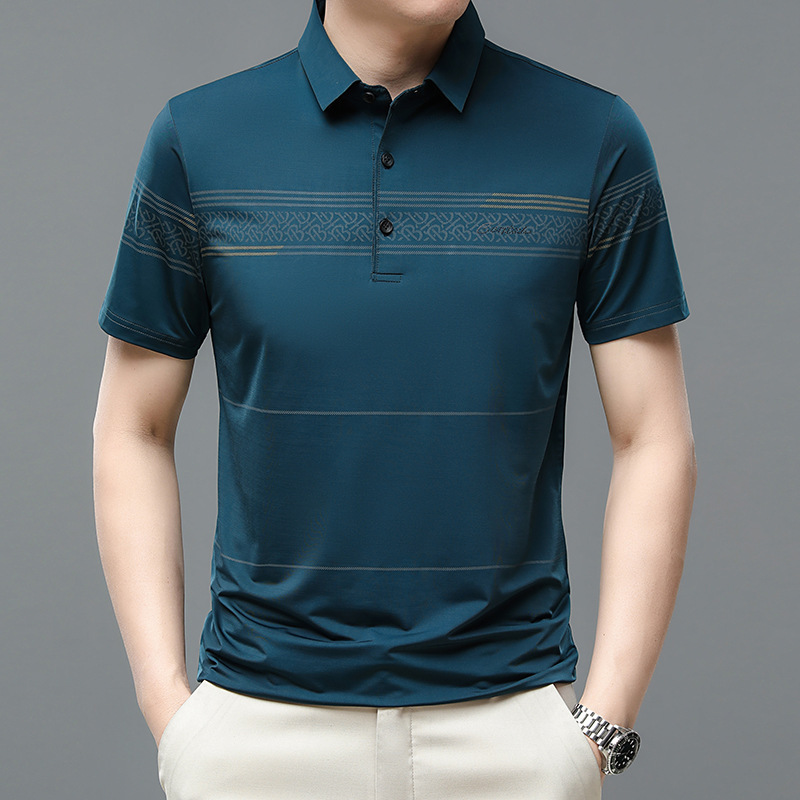 中年男士休闲保罗衫夏季冰丝短袖polo衫男翻领男士薄款速干t恤潮