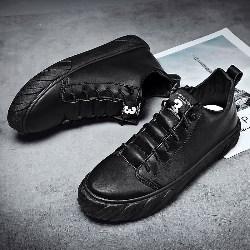 苏芈夏季休闲板鞋开车工作上班厨师百搭厨房防滑防水皮鞋男鞋春季潮鞋